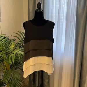 Alfani Black and White Layered Sleeveless Tank Top